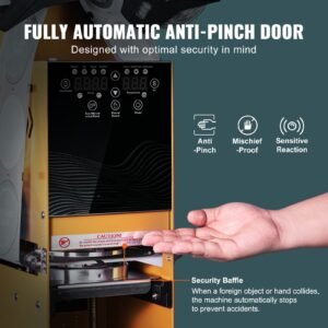 fully automatic cup sealing machine, 500 650 cups/h, cup sealer machine for 180 mm tall & 90/95 mm cup, electric boba tea sealer with digital control lcd panel for bubble milk tea coffee, gold