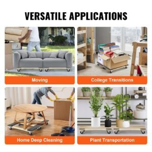 furniture dolly, 1000 lbs each load capacity, 2 packs, 18" x 30", 8 x 3" pp swivel casters, heavy duty hardwood furniture moving dolly, mover's dolly, moving cart with wheels for heavy furniture