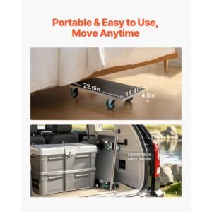 furniture dolly, 551 lbs load capacity, furniture moving dollies with 4 tpr silent wheels, rectangle multifunctional flat dolly for piano furniture couch washing machine fridge, 2 pack, black