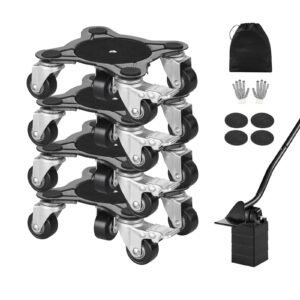 furniture dolly, maximum load 1200 lbs, heavy duty furniture movers with 5 360° rotation wheels, carbon steel panel, furniture lift slider tool set for appliances, sofa, fridge, washing machine