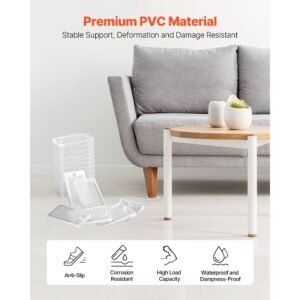 furniture leveling shims, 30 pcs 1.97 x 1.16 x 0.22 inch non skid clear plastic pads, easy to cut furniture leveler, ideal shim leveler for couch, refrigerator, table legs to avoid wobbling