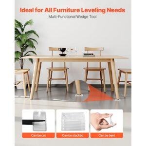 furniture leveling shims, 30 pcs 1.97 x 1.16 x 0.22 inch non skid clear plastic pads, easy to cut furniture leveler, ideal shim leveler for couch, refrigerator, table legs to avoid wobbling