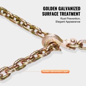 g80 transport binder chain, 5/16" x 10.3' 2 pack tow chain with clevis grab hooks, 4900 lbs safe working load, heavy duty logging chain for transporting towing truck tie down binding equipment