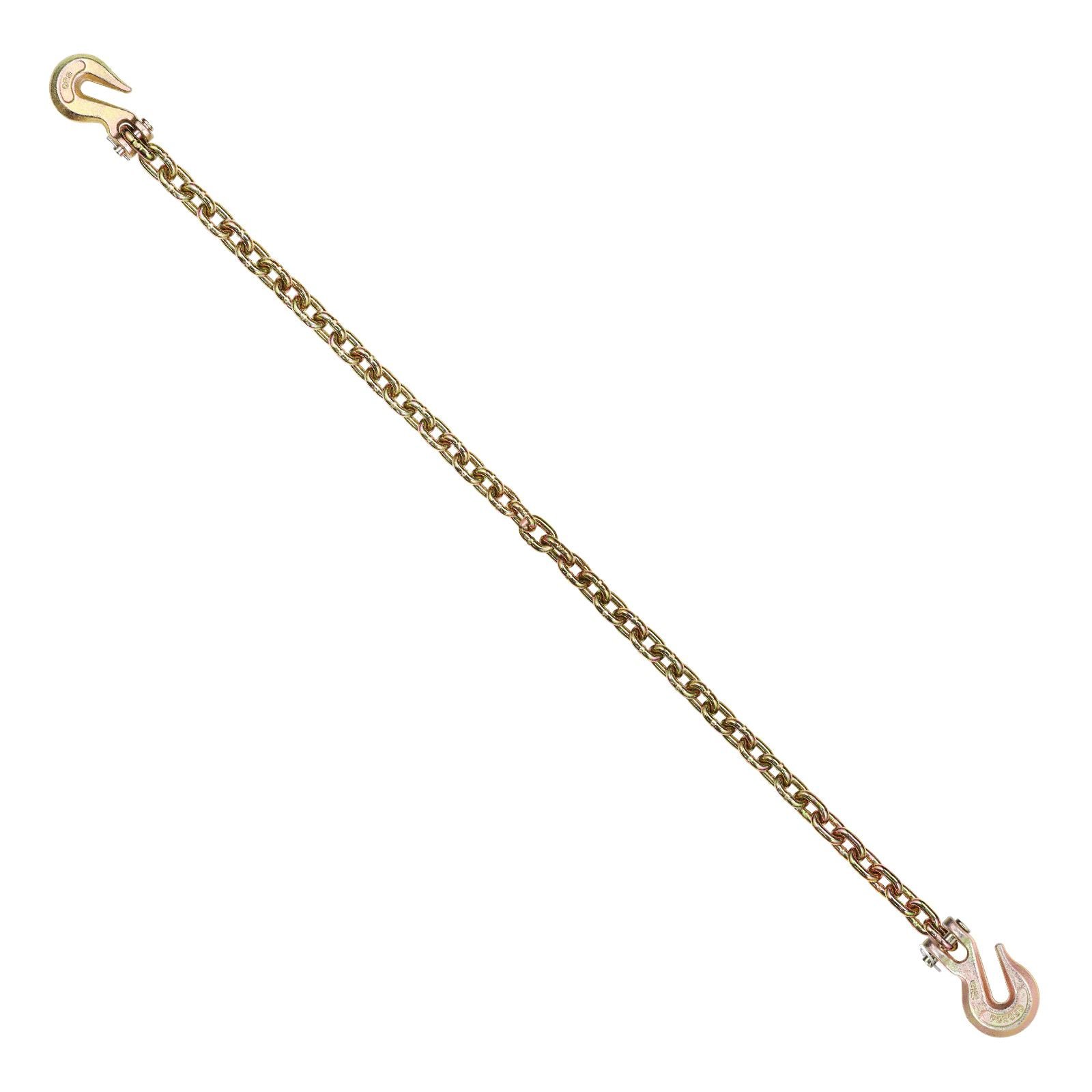 g80 transport binder chain, 5/16" x 10.3' 2 pack tow chain with clevis grab hooks, 4900 lbs safe working load, heavy duty logging chain for transporting towing truck tie down binding equipment