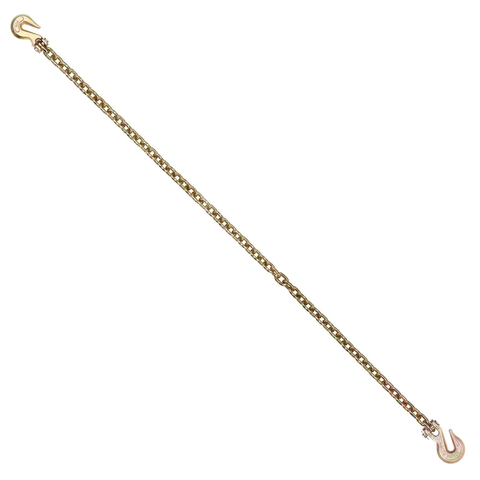 g80 transport binder chain, 5/16" x 14.2' tow chain with clevis grab hooks, 4900 lbs safe working load, heavy duty trailer logging chain for transporting towing truck tie down binding equipment