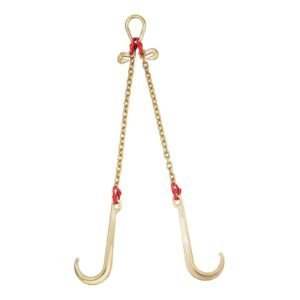 g80 v bridle chain, 5/16" x 2' towing chain bridle with 15" j hooks and grab hooks, heavy duty transport tow chain bridle with 10800 lbs safe working load for flatbed truck wrecker recovery
