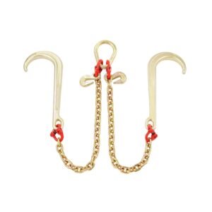g80 v bridle chain, 5/16" x 2' towing chain bridle with 15" j hooks and grab hooks, heavy duty transport tow chain bridle with 10800 lbs safe working load for flatbed truck wrecker recovery