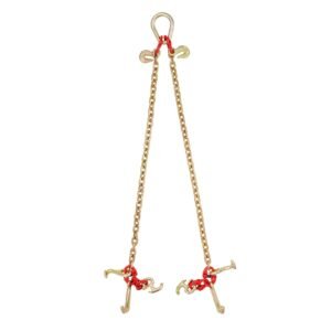 g80 v bridle chain, 5/16" x 3' towing chain bridle with r hooks, t hooks, j hooks and grab hooks, transport tow chain bridle with 10800 lbs safe working load for flatbed truck wrecker recovery
