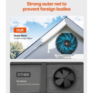 gable mount fan, 12 inch solar power attic exhaust fan with adjustable thermostat & outer mesh, 1300 cfm house ventilator cools up to 1850 sq.ft, quiet ventilation for roof, garage, shop, black