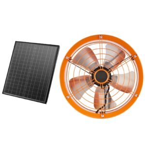Gable Mount Fan, 14 Inch Solar Power Attic Exhaust Fan with Adjustable Thermostat & Outer Mesh, 1300 CFM House Ventilator Cool Upto 1850 Sq.Ft, Quiet Ventilation for Roof, Garage, Shop, Black