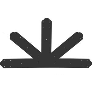 gable plate, black powder coated truss connector plates, 12:12 pitch gable bracket, 4 mm / 0.16" steel truss nail plates, decorative gable plate with bolts for wooden beam use