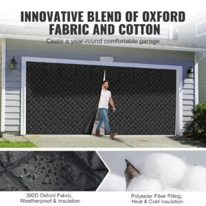 garage door screen for winter, 16x7ft, garage door insulation kit, magnetic thermal insulated door curtain with 300d oxford fabric heavy duty weighted bottom, easy assembly for garage door