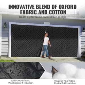garage door screen for winter, 18x7ft, garage door insulation kit, magnetic thermal insulated door curtain with 300d oxford fabric heavy duty weighted bottom, easy assembly for garage door