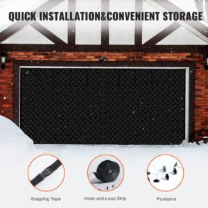 garage door screen for winter, 18x7ft, garage door insulation kit, magnetic thermal insulated door curtain with 300d oxford fabric heavy duty weighted bottom, easy assembly for garage door