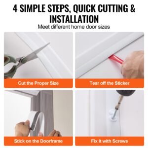 garage door seal top and sides seal strip, 34 ft universal weather stripping replacement soft and hard composite, weatherproofing garage door tpe seals with adhesive backed and screws, white
