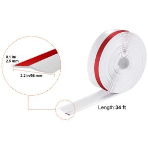 garage door seal top and sides seal strip, 34 ft universal weather stripping replacement soft and hard composite, weatherproofing garage door tpe seals with adhesive backed and screws, white