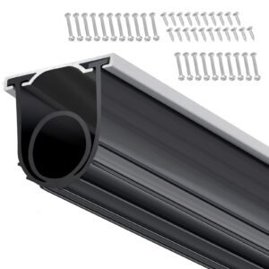 Garage Door Seals Bottom Rubber, U Shape +O Ring Combination Garage Door Weather Stripping with Pre-drilled Aluminum Track Retainer Kit, 5/16 inch T-ends and 3 3/4 inch Width (16 Ft, Black)