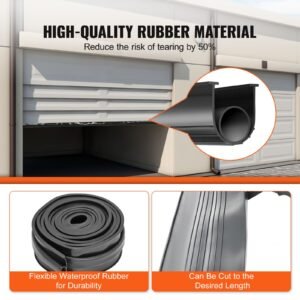 garage door seals bottom rubber, u shape +o ring garage door weather stripping, universal weatherproof threshold buffering sealing rubber , 5/16 inch t ends and 3 3/4 inch width (16 ft, black)