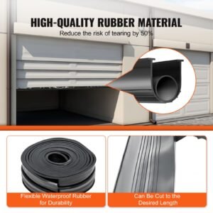 garage door seals bottom rubber, u shape +o ring garage door weather stripping, universal weatherproof threshold buffering sealing rubber , 5/16 inch t ends and 3 3/4 inch width (20 ft, black)