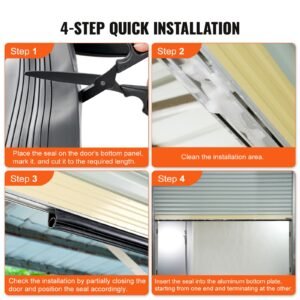 garage door seals bottom rubber, u shape +o ring garage door weather stripping, universal weatherproof threshold buffering sealing rubber , 5/16 inch t ends and 3 3/4 inch width (20 ft, black)