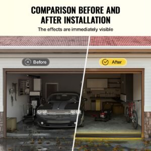 garage door threshold seal strip, 16.5 ft universal garage door floor seal strip with adhesive, garage door bottom weatherproof strip, upgraded thick pvc diy weather stripping replacement, black