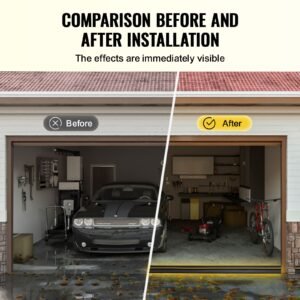 garage door threshold seal strip, 20 ft universal garage door floor seal strip with adhesive, garage door bottom weatherproof strip, upgraded thick pvc diy weather stripping replacement, black