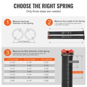 garage door torsion springs, 16000 cycles, pair of 0.25 x 2 x 30inch, garage door springs with non slip winding bars, mounting tool and gloves, electrophoresis coated, for replacement