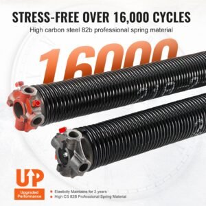 garage door torsion springs, pair of 0.218 x 2 x 24inch, garage door springs with non slip winding bars, 16000 cycles, gloves and mounting wrench, electrophoresis coated for replacement