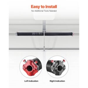 garage door torsion springs, pair of 0.250 x 2 x 35 in, 16000 cycles, electrophoresis black coated for replacement, garage door springs with non slip winding bars, gloves and mounting wrench