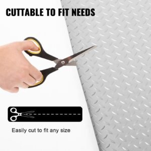 garage floor mat 4.9x13ft vinyl garage flooring roll anti slide diamond texture silver garage mats for under car 63.7sqft covering space diy pvc garage floor mat for gyms boats car trailer