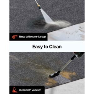 garage floor mat, 7.4'x17' waterproof protection from water,snow, rain,mud and oil for cars, non slip heavy duty containment mat with tpe anti leak backing & easy to clean & cuttable