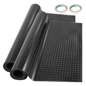 Garage Floor Mats 2 Rolls 17 x 3.6 Ft Garage Mat 2.5mm Thickness Black Garage Flooring PVC Garage Mats for Under Car