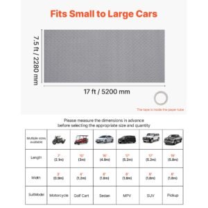 garage floor roll, 7.5 x 17 ft garage flooring mat, 2.2 mm thickened pvc diamond plate floor protector mat with double sided tape, non slip, easy to clean for warehouse, gyms,silver gray