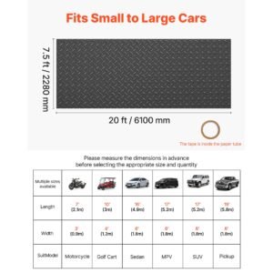 garage floor roll, 7.5 x 20 ft garage flooring mat, 2.2 mm thickened pvc diamond plate floor protector mat with double sided tape, non slip, easy to clean for warehouse, gyms, trailer, black