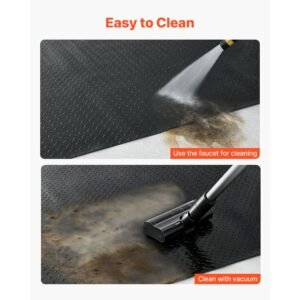 garage floor roll, 7.5 x 20 ft garage flooring mat, 2.2 mm thickened pvc diamond plate floor protector mat with double sided tape, non slip, easy to clean for warehouse, gyms, trailer, black