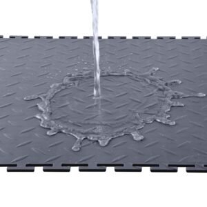 garage floor tiles interlocking, 8 pack 20.2 x 20.2 x 0.2 in interlocking modular garage flooring tiles, diamond plate slip resistant pvc mats for workshop,warehouse,tool room, graphite gray