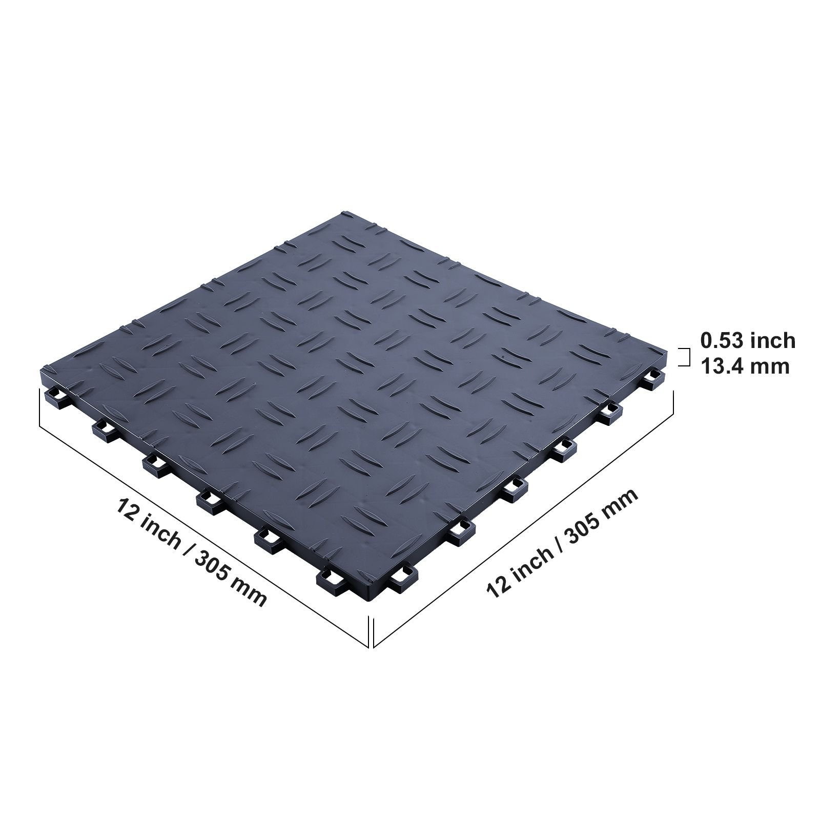 garage tiles interlocking, 12 x 12 x 0.53 inch 25 pack garage floor covering tiles, non slip double sided texture garage flooring tiles, for garages, basements, repair shops, graphite gray
