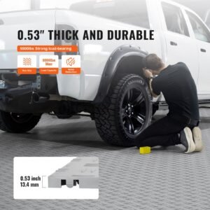 garage tiles interlocking, 12 x 12 x 0.53 inch 25 pack garage floor covering tiles, non slip double sided texture garage flooring tiles, for garages, basements, repair shops, silver