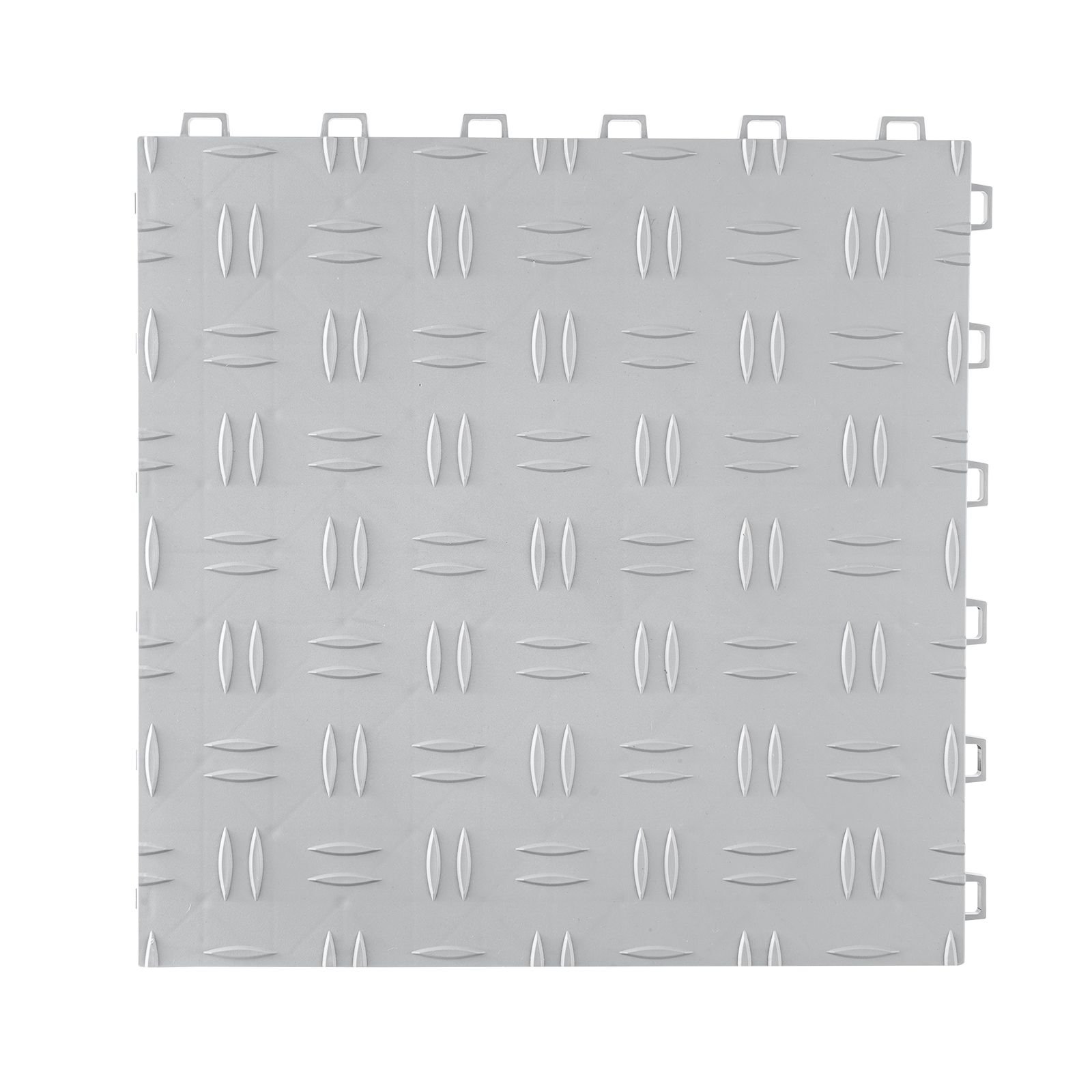 garage tiles interlocking, 12 x 12 x 0.53 inch 25 pack garage floor covering tiles, non slip double sided texture garage flooring tiles, for garages, basements, repair shops, silver