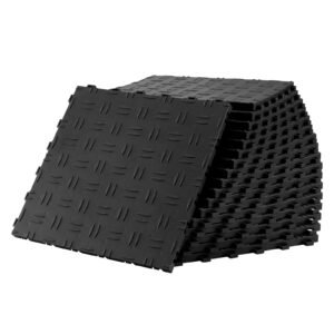 garage tiles interlocking, 12 x 12 x 0.53 inch 50 pack garage floor covering tiles, non slip double sided texture garage flooring tiles, for garages, basements, repair shops, black