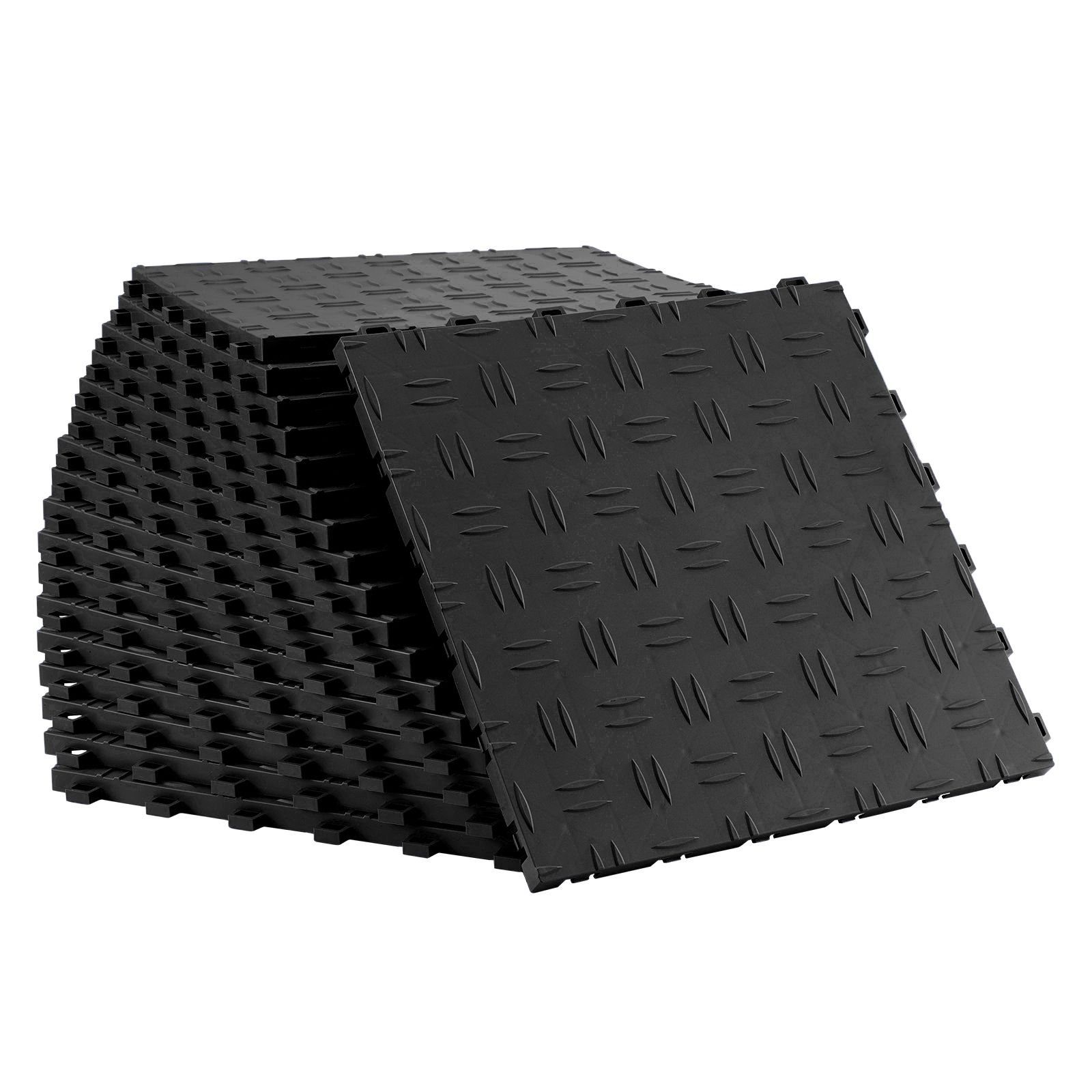 garage tiles interlocking, 12 x 12 x 0.53 inch 50 pack garage floor covering tiles, non slip double sided texture garage flooring tiles, for garages, basements, repair shops, black
