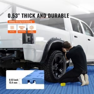 garage tiles interlocking, 12 x 12 x 0.53 inch 50 pack garage floor covering tiles, non slip double sided texture garage flooring tiles, for garages, basements, repair shops, blue