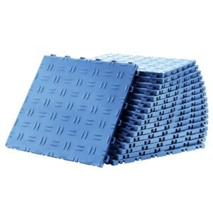 garage tiles interlocking, 12 x 12 x 0.53 inch 50 pack garage floor covering tiles, non slip double sided texture garage flooring tiles, for garages, basements, repair shops, blue