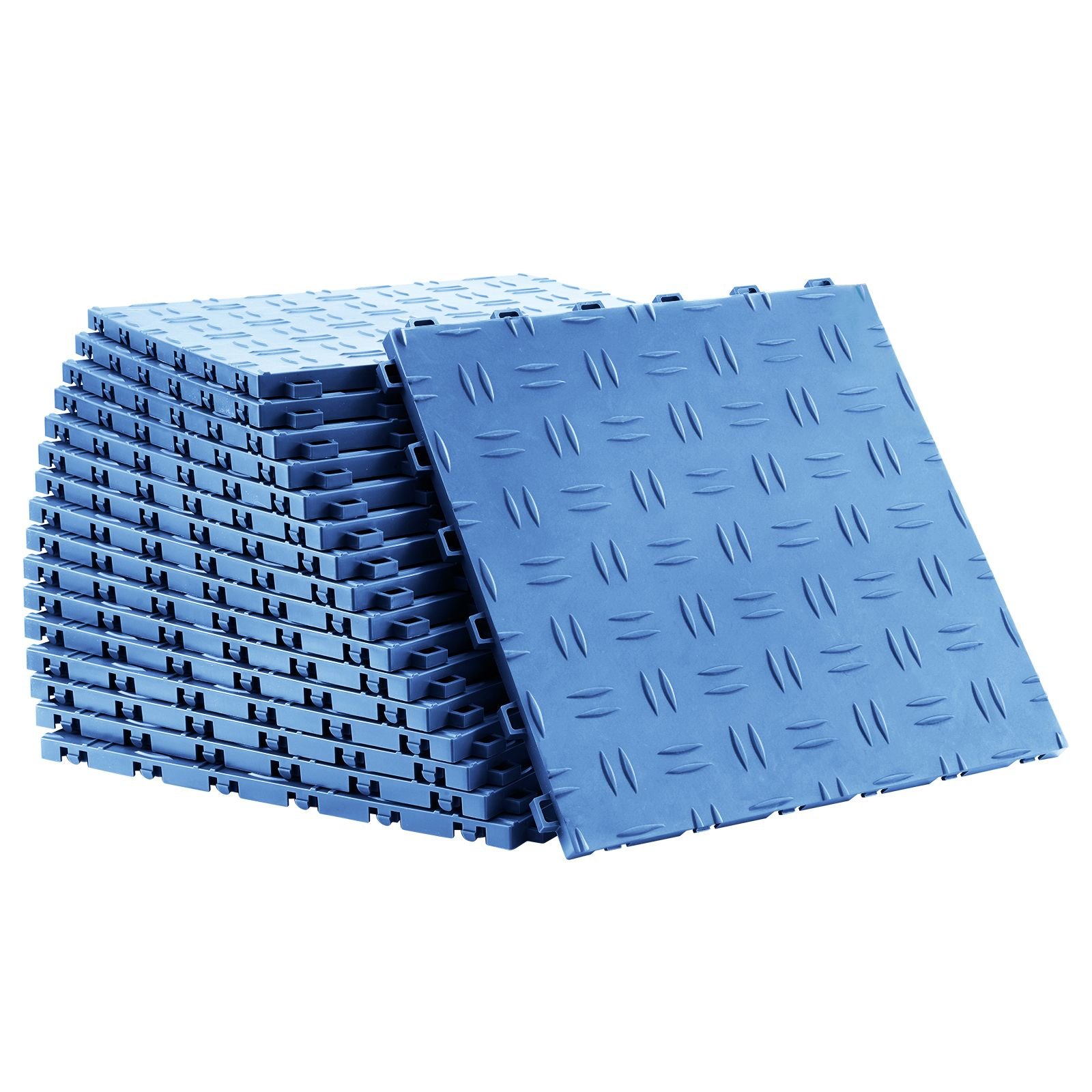 garage tiles interlocking, 12 x 12 x 0.53 inch 50 pack garage floor covering tiles, non slip double sided texture garage flooring tiles, for garages, basements, repair shops, blue