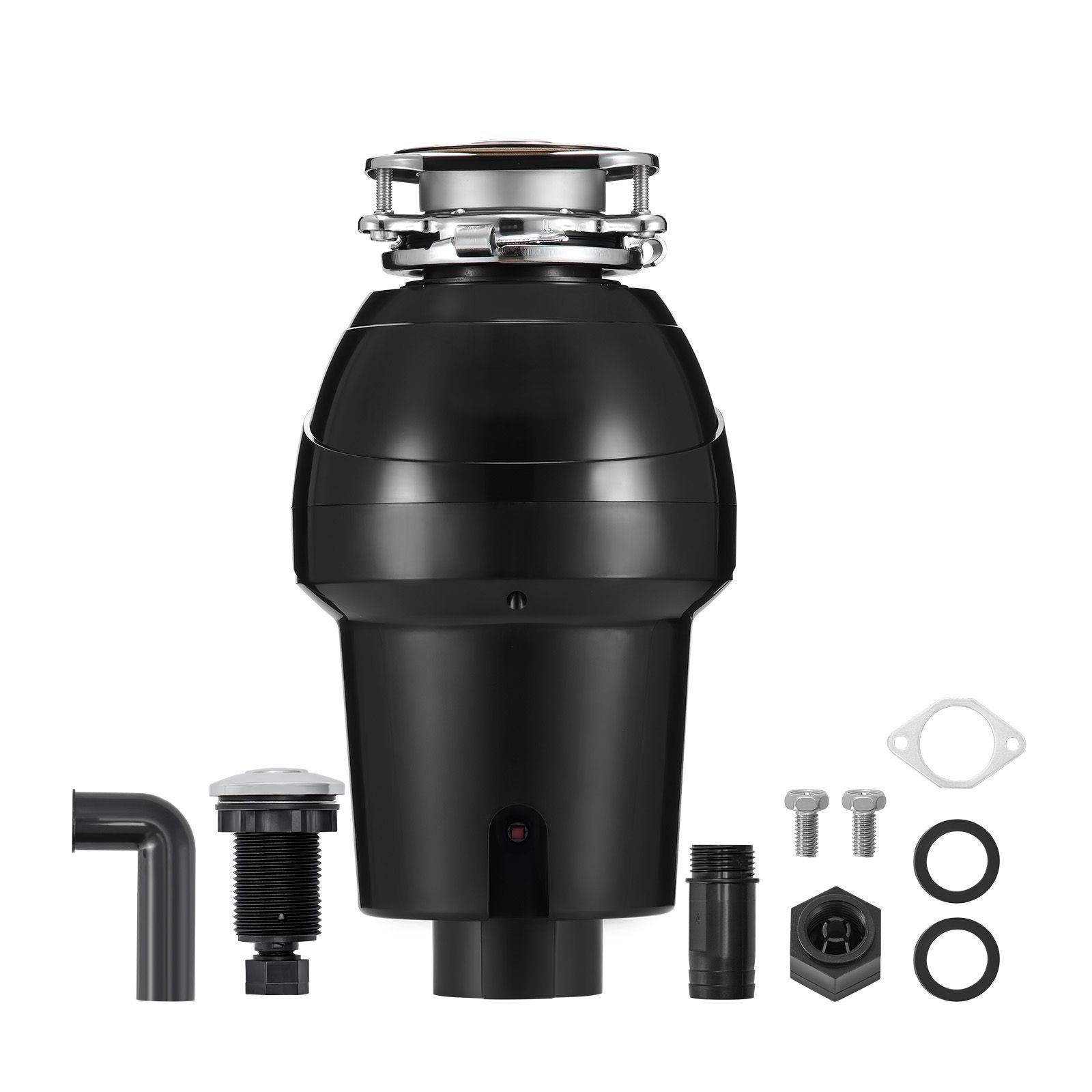 garbage disposal, 1.25hp 3360rpm continuous feed food waste disposer, ez connect food waste grinding system with sound reduction, power cord & splash guard for kitchen sinks