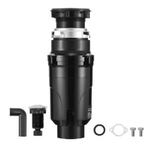 Garbage Disposal, 1/2HP 3450RPM Continuous Feed Food Waste Disposer, EZ Connect Food Waste Grinding System with Power Cord & Splash Guard for Kitchen Sinks