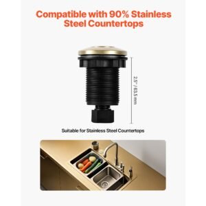 garbage disposal air switch kit, 2.5" sink top air switch for food waste disposal, brushed gold stainless steel on/off air button for waste disposer suitable for stainless steel countertops
