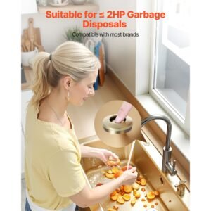 garbage disposal air switch kit, 2.5" sink top air switch for food waste disposal, brushed gold stainless steel on/off air button for waste disposer suitable for stainless steel countertops