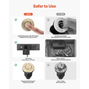 garbage disposal air switch kit, 2.5" sink top air switch for food waste disposal, brushed gold stainless steel on/off air button for waste disposer suitable for stainless steel countertops