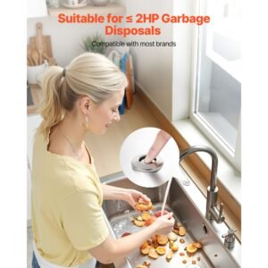 garbage disposal air switch kit, dual outlet sink top air switch for food waste disposal, 2.5 inch brushed nickel stainless steel on/off air push button, suitable for stainless steel countertops